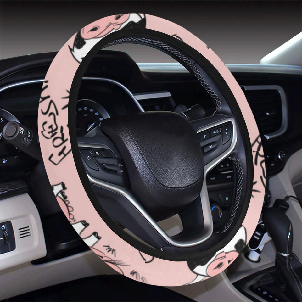Cows milk product pink background Car Steering Wheel Cover