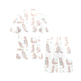 Cute sea otters pattern Men's V-Neck Short Pajama Set