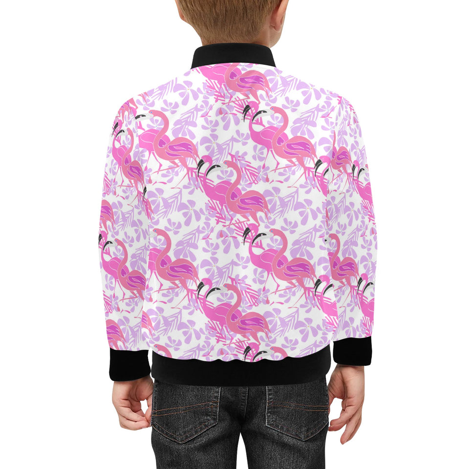 Pink flamingo flower pattern Kids' Boys' Girls' Bomber Jacket