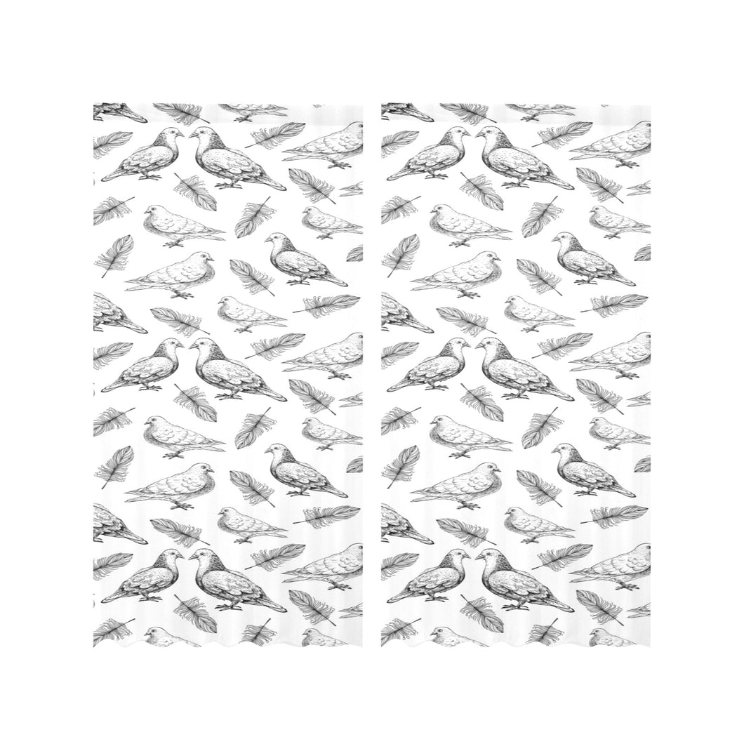 Pigeon Pattern Print Design 05 Gauze Curtain