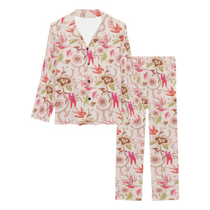 Swallow Pattern Print Design 01 Women's Long Pajama Set