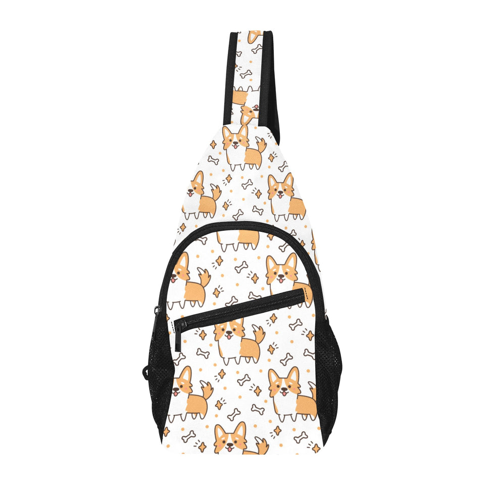 Cute corgi heart star bone pattern All Over Print Chest Bag