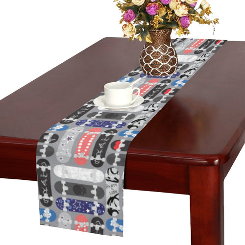 Skate Board Pattern Print Design 04 Table Runner