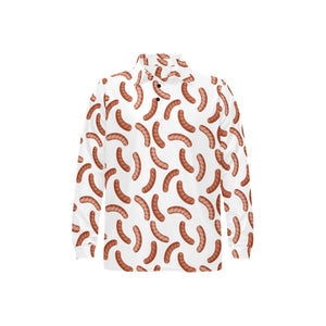 Sausage Pattern Print Design 04 Men's Long Sleeve Polo Shirt