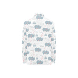 cute rhino heart pattern Women's Long Sleeve Polo Shirt