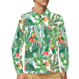 Cactus design pattern copy Men's Long Sleeve Polo Shirt