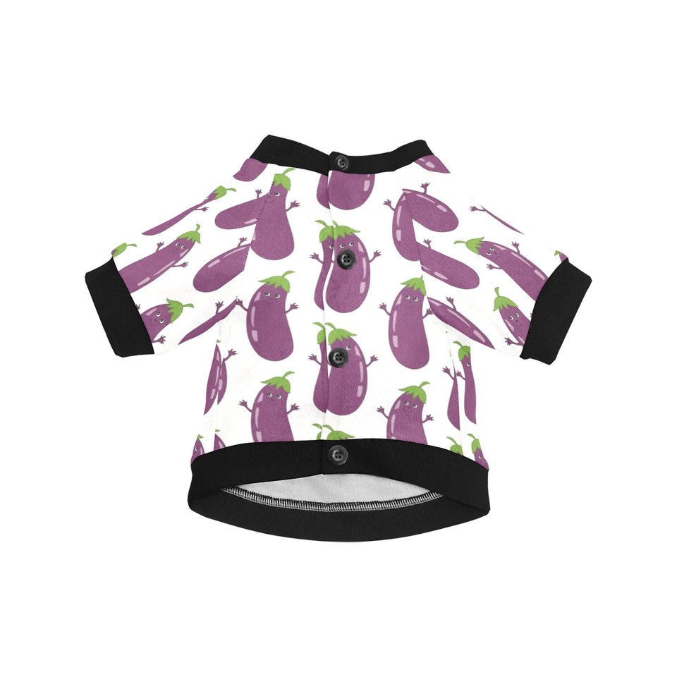 Eggplant Pattern Print Design 01 All Over Print Pet Dog Round Neck Fuzzy Shirt