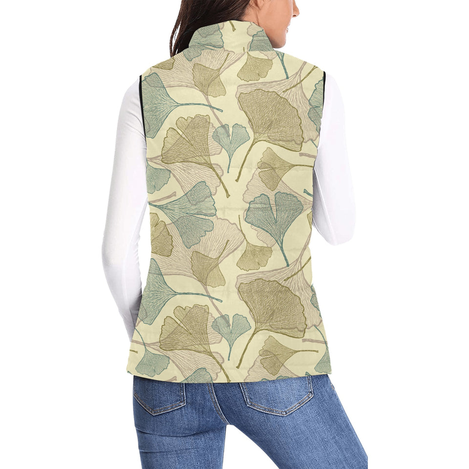 Ginkgo leaves design pattern Women's Padded Vest