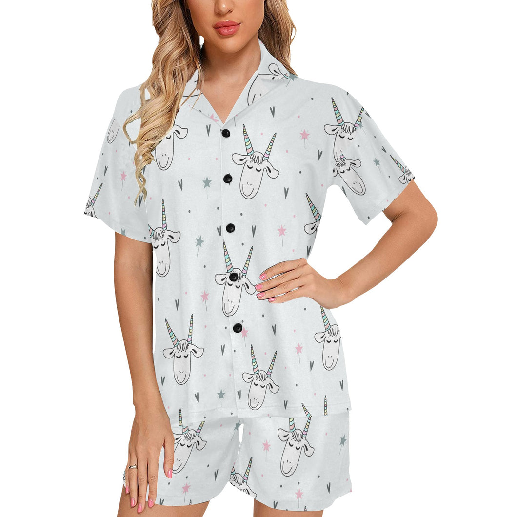 Cute goat design pattern Women's V-Neck Short Pajama Set