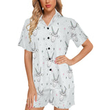 Cute goat design pattern Women's V-Neck Short Pajama Set