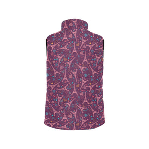 Eiffel Tower Heart Pattern Print Design 04 Women's Padded Vest