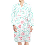 Clock time pattern blackground Men's Long Sleeve Belted Night Robe