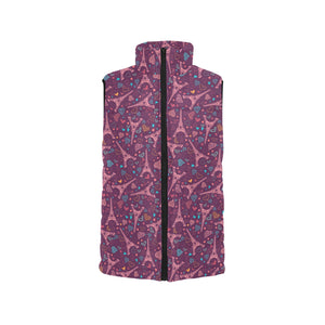 Eiffel Tower Heart Pattern Print Design 04 Women's Padded Vest