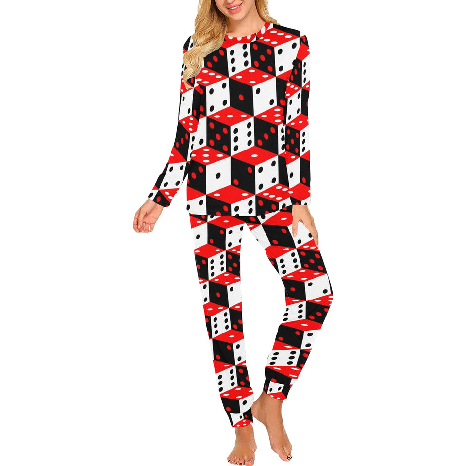 Dice Pattern Print Design 02 Women's All Over Print Pajama Set