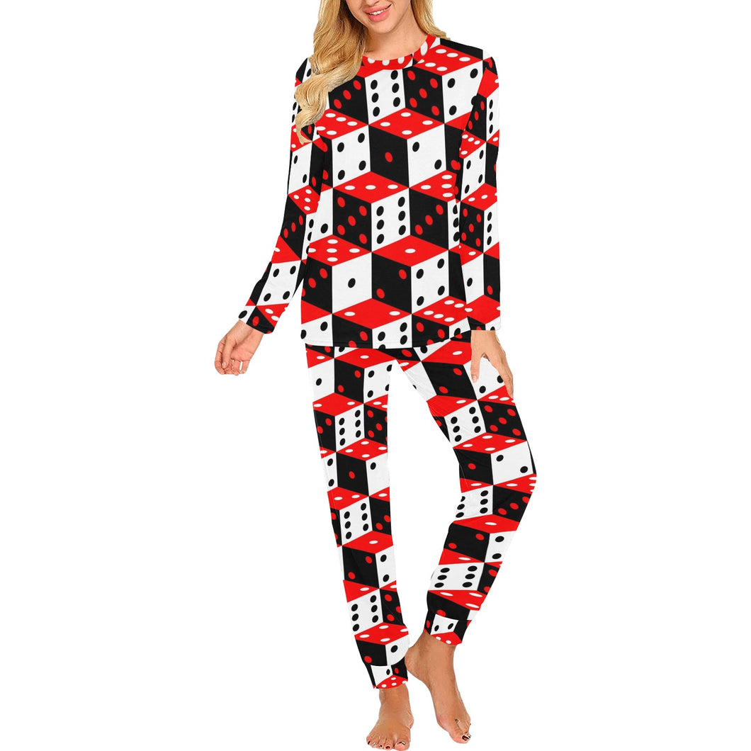 Dice Pattern Print Design 02 Women's All Over Print Pajama Set
