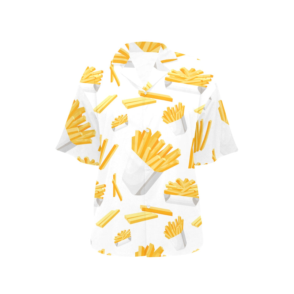 French fries white paper box pattern Women's All Over Print Hawaiian Shirt