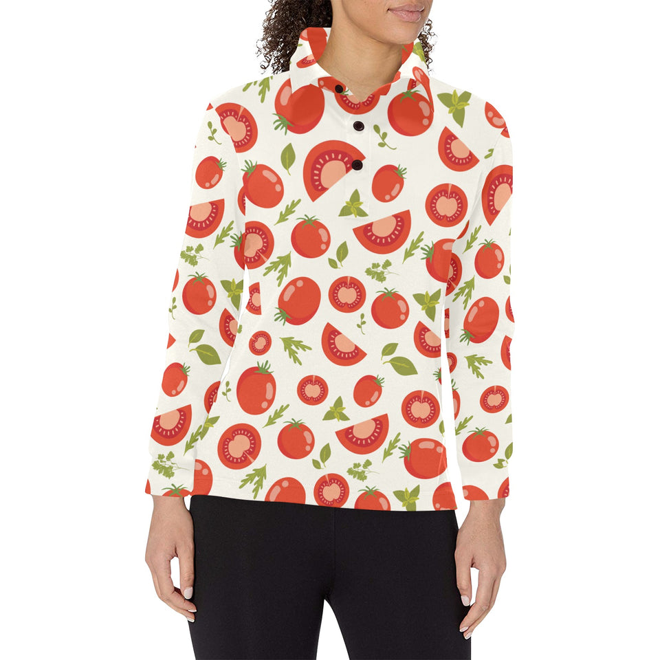 Tomato pattern Women's Long Sleeve Polo Shirt