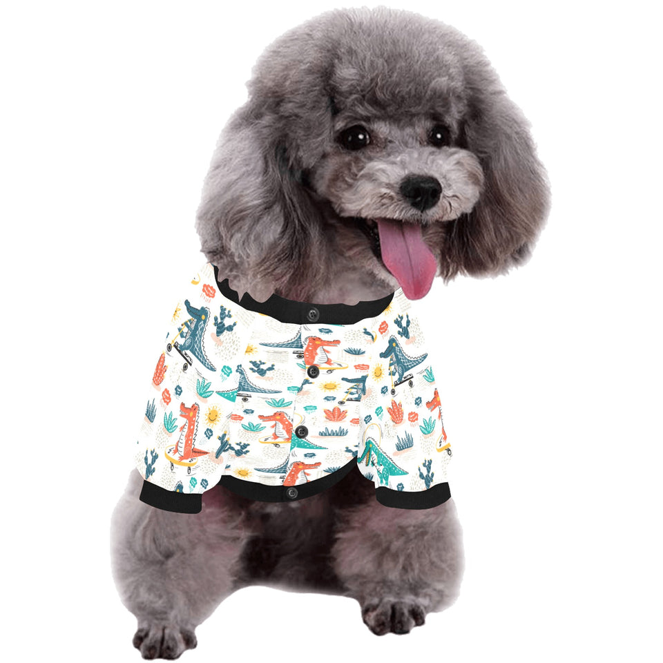 Cute Crocodile Pattern All Over Print Pet Dog Round Neck Fuzzy Shirt
