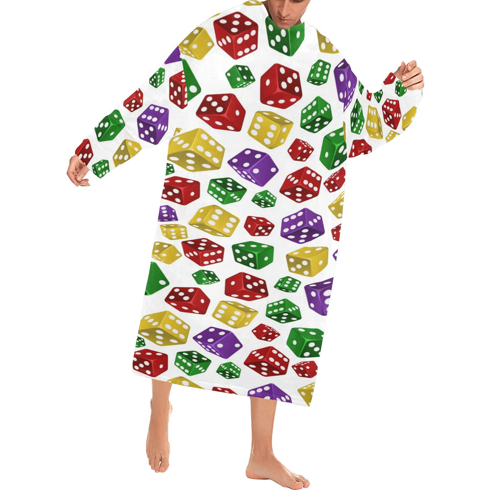 Dice Pattern Print Design 03 Blanket Robe with Sleeves