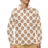 Lion Pattern Print Design 01 Men's Long Sleeve Polo Shirt