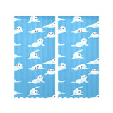 Cute sea lion seal pattern background Gauze Curtain