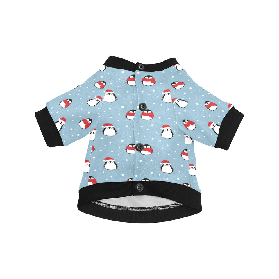 Cute penguin christmas snow pattern All Over Print Pet Dog Round Neck Fuzzy Shirt