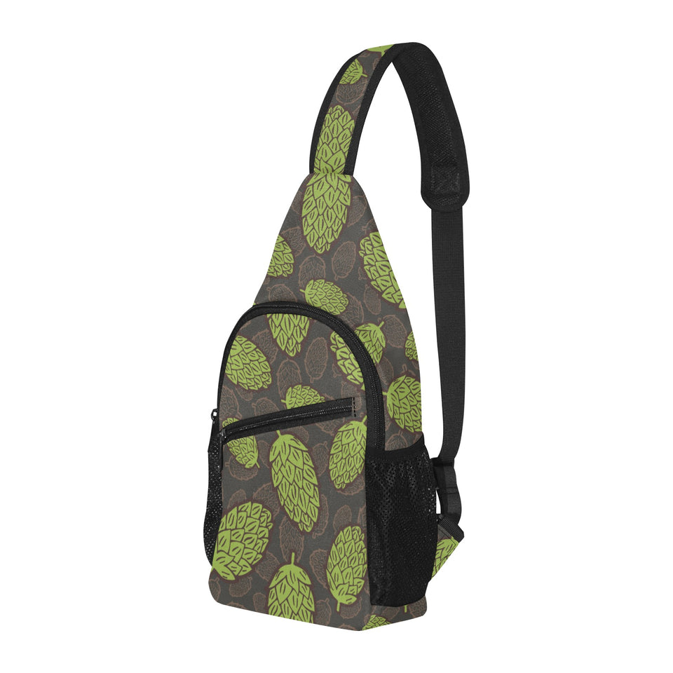 Hop pattern black background All Over Print Chest Bag