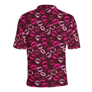 Lips Pattern Print Design 03 Men's All Over Print Polo Shirt