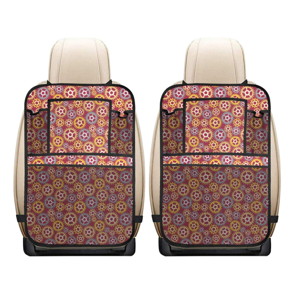 Gear Pattern Print Design 04 Car Seat Back Organizer