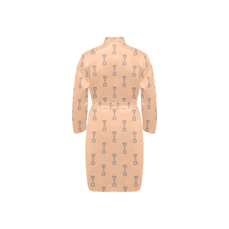Engine Piston Cream Background Pattern Design 04 Men's Long Sleeve Belted Night Robe