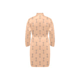Engine Piston Cream Background Pattern Design 04 Men's Long Sleeve Belted Night Robe