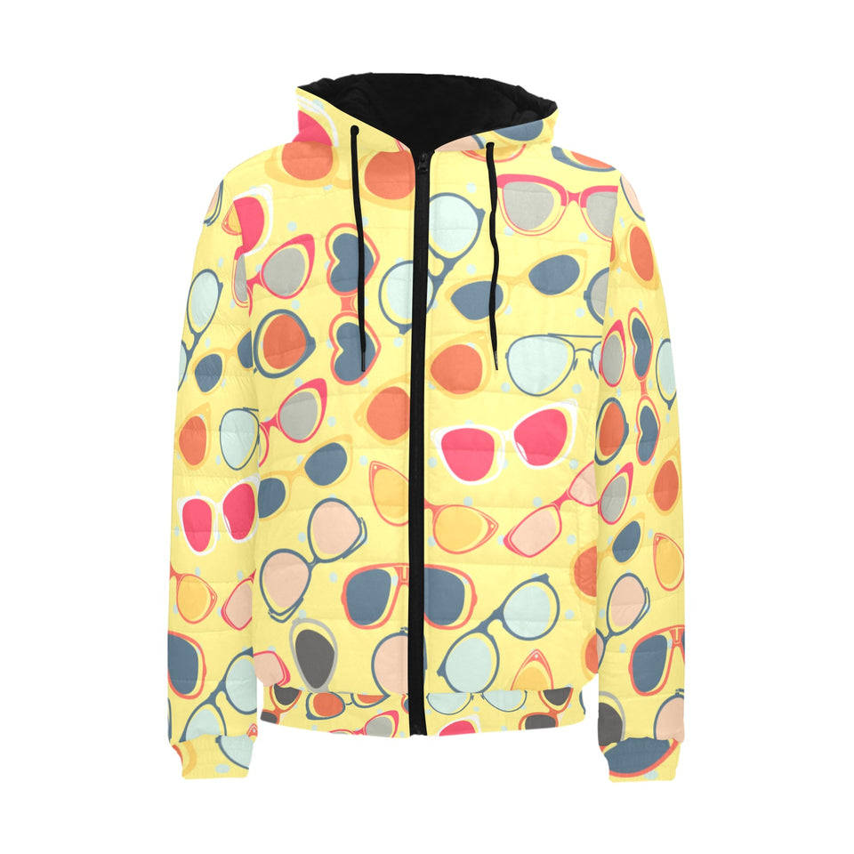 Sun Glasses Pattern Print Design 05 Men's Padded Hooded Jacket