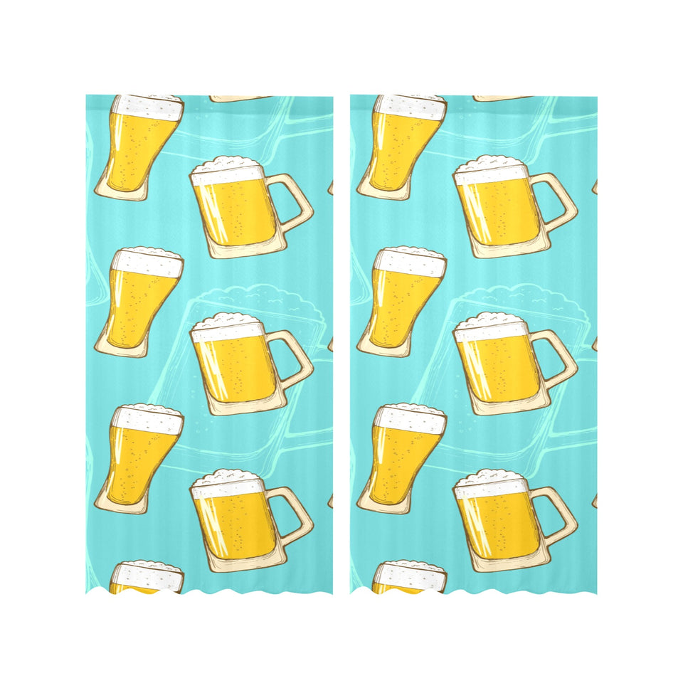 Beer pattern green background Gauze Curtain