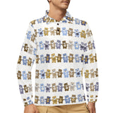 Teddy Bear Pattern Print Design 02 Men's Long Sleeve Polo Shirt