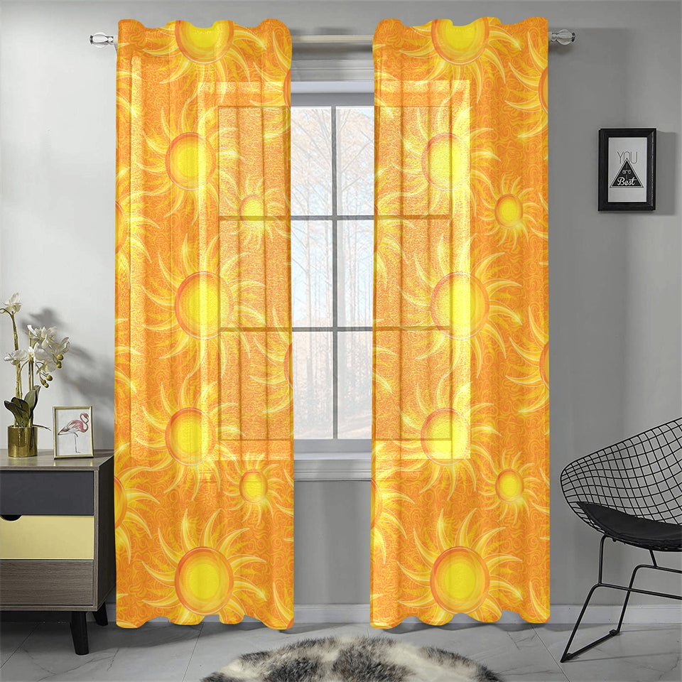Sun orange background Gauze Curtain