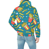 French fries red paper box pattern Men's Padded Hooded Jacket