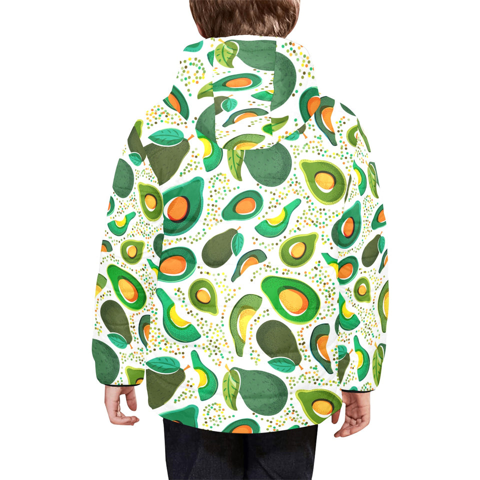 Avocado design pattern Kids' Boys' Girls' Padded Hooded Jacket