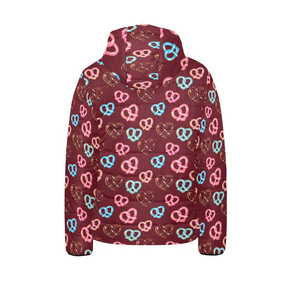 Pretzels Pattern Print Design 05 Kids' Boys' Girls' Padded Hooded Jacket