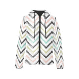 zigzag chevron paint pattern Women's Padded Hooded Jacket