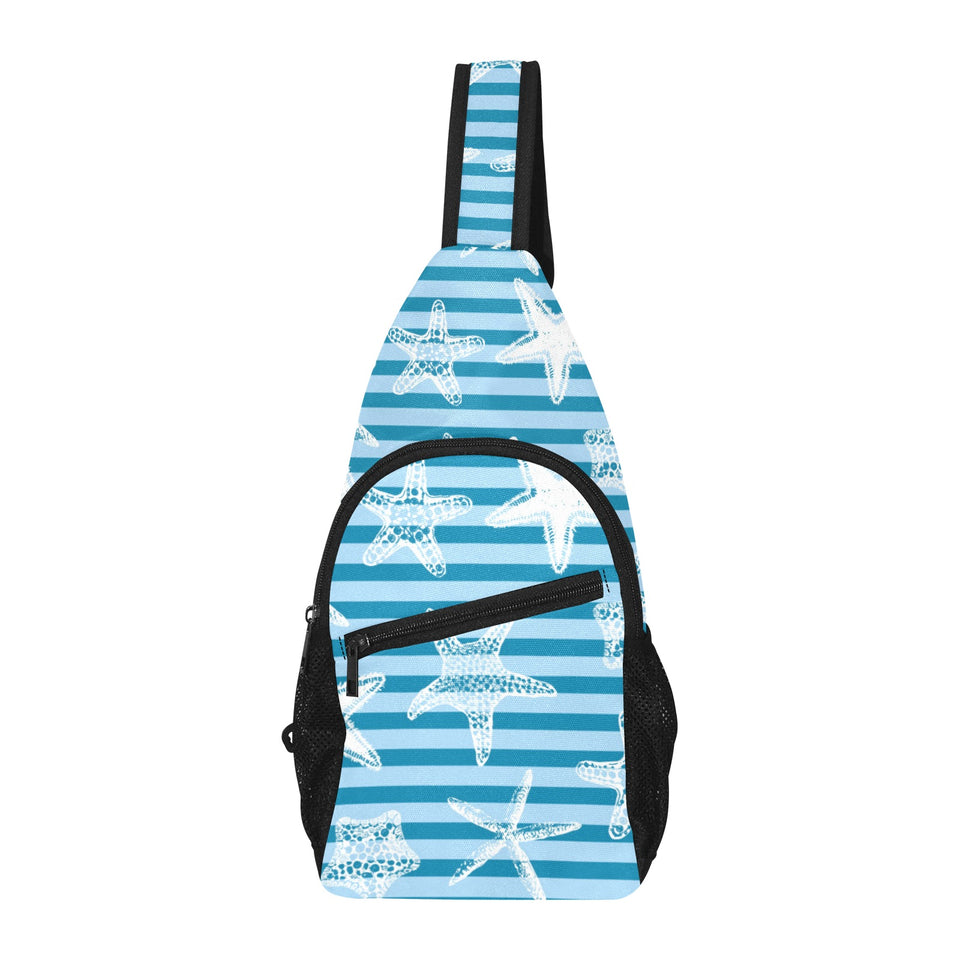 Starfish blue blackground All Over Print Chest Bag