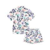 Butterfly pattern Kids' Boys' Girls' V-Neck Short Pajama Set