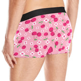 cherry flower pattern pink background Men's All Over Print Boxer Briefs Men's Underwear