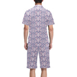 Indian Batik Style pattern Men's V-Neck Short Pajama Set