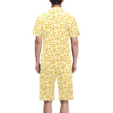 Popcorn Pattern Print Design 04 Men's V-Neck Short Pajama Set