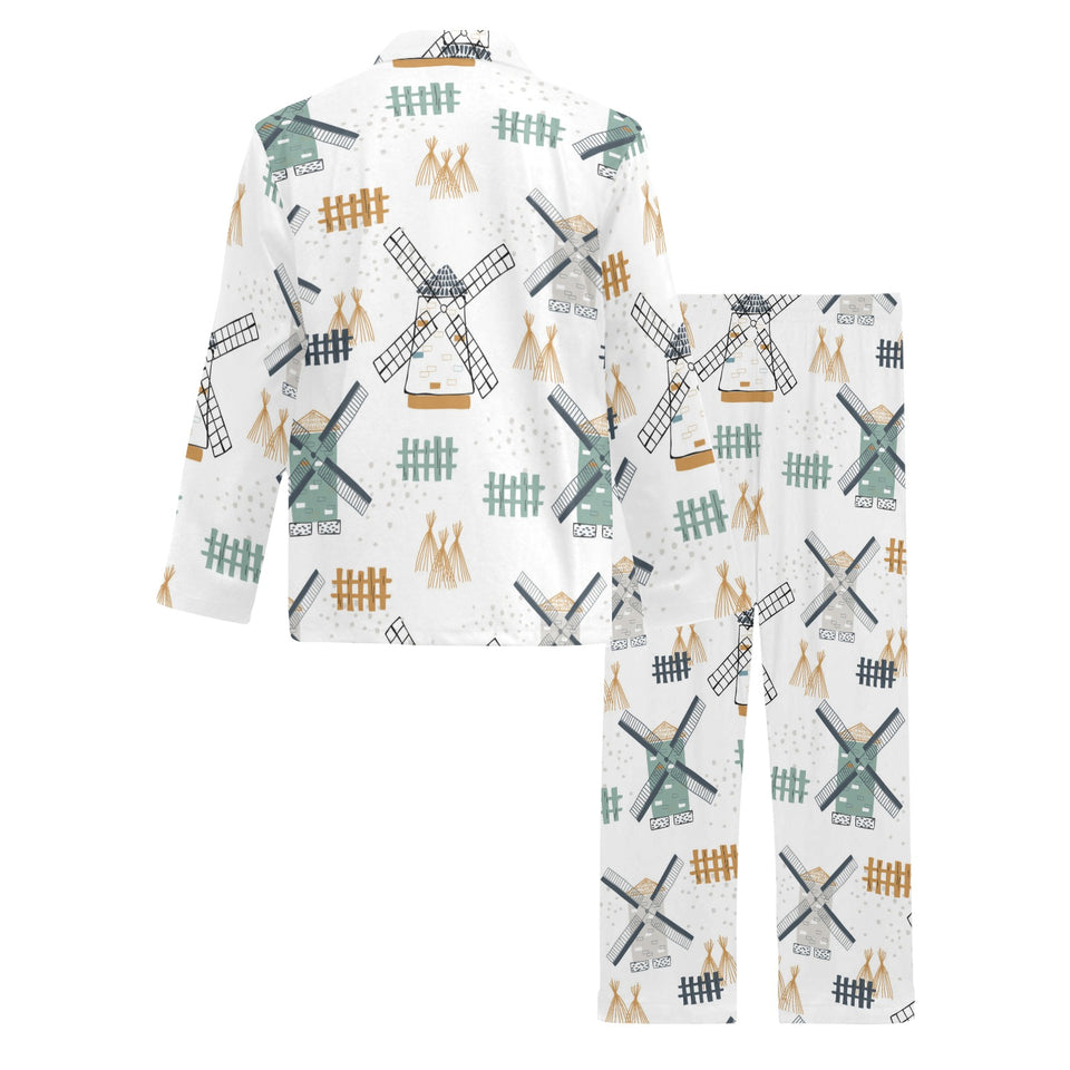 windmill pattern Men's Long Pajama Set