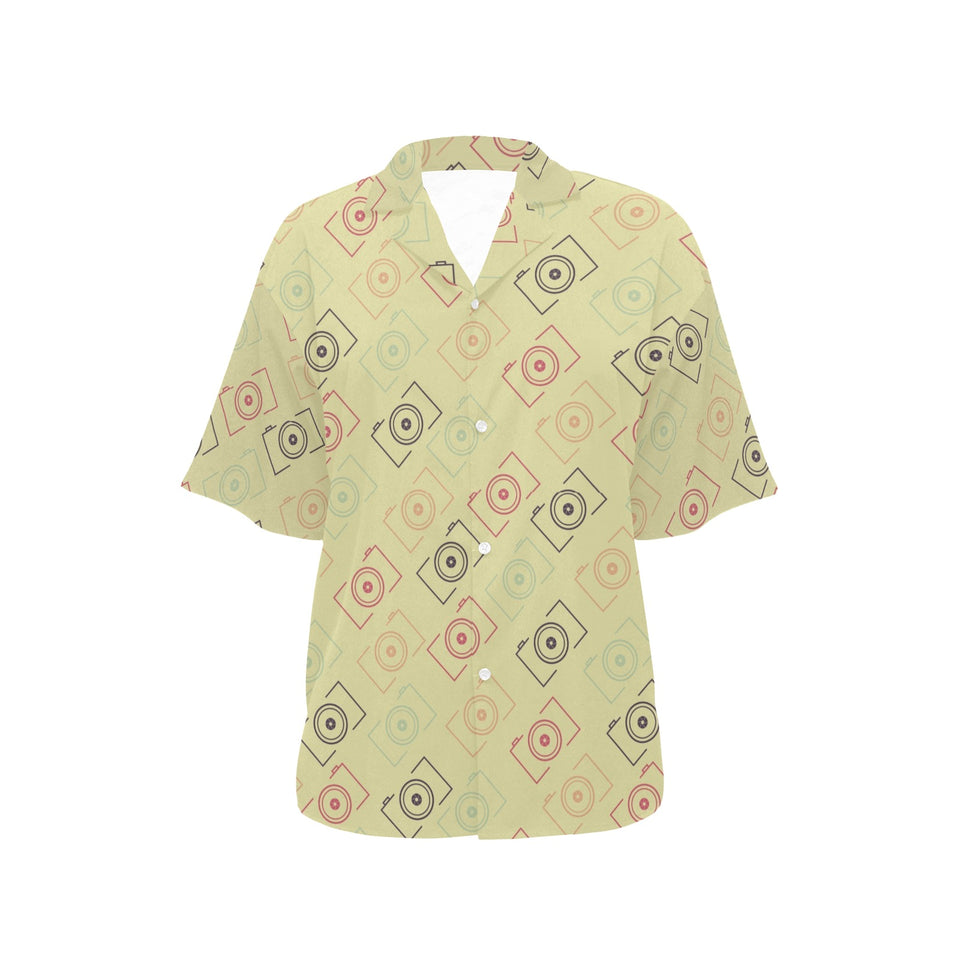 Camera Pattern Print Design 01 Women's All Over Print Hawaiian Shirt
