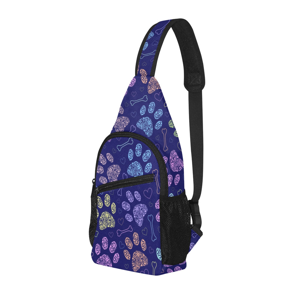 Dog Paws Pattern Print Design 02 All Over Print Chest Bag
