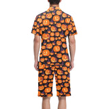 Halloween Pumpkin pattern Men's V-Neck Short Pajama Set