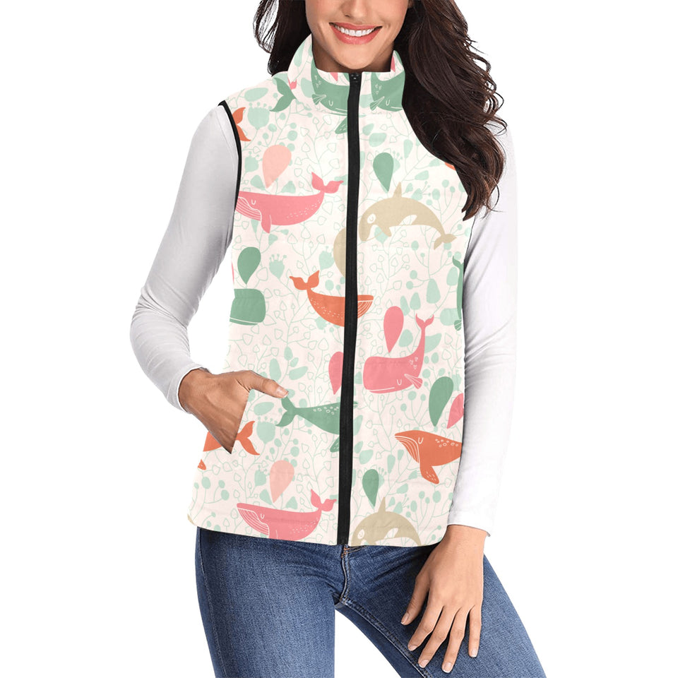 Cute whale pattern Women's Padded Vest