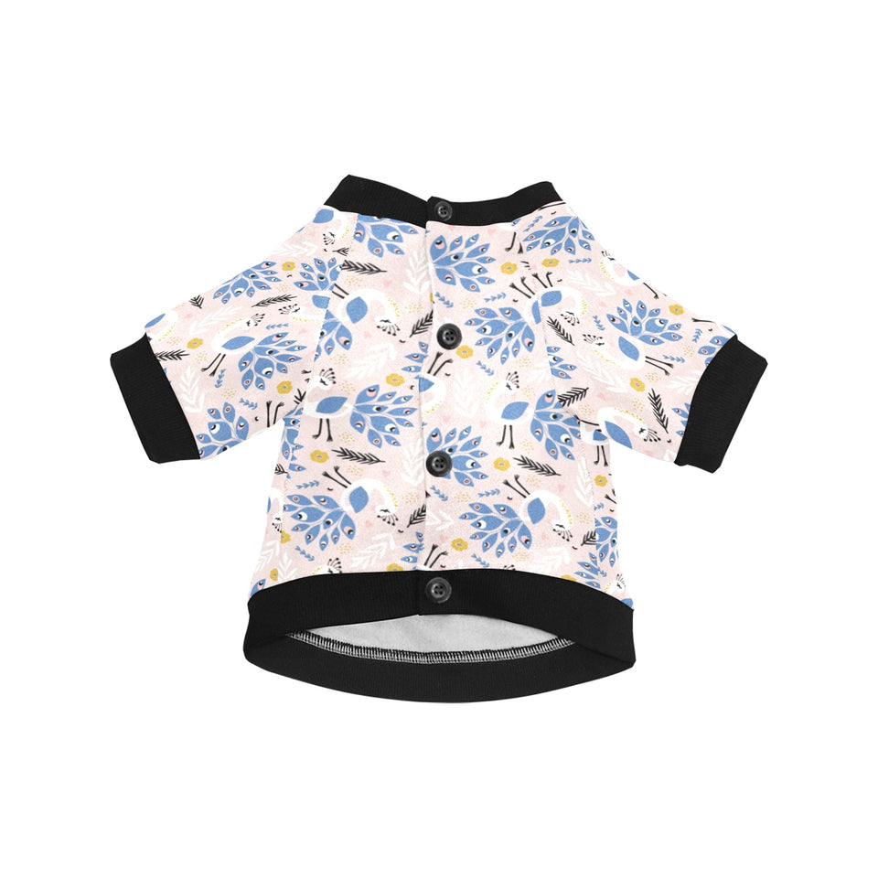 Cute peacock pattern All Over Print Pet Dog Round Neck Fuzzy Shirt